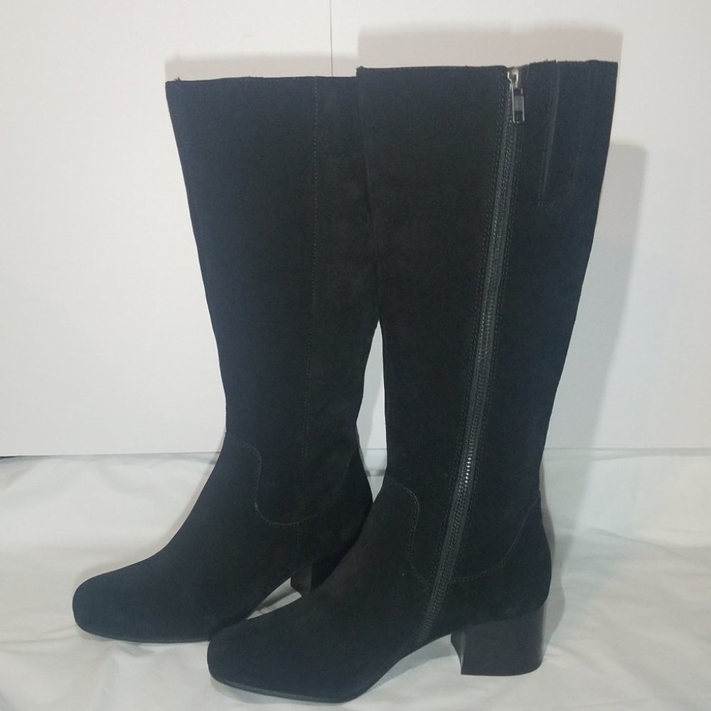Born Black Suede Knee Length Boots NWT